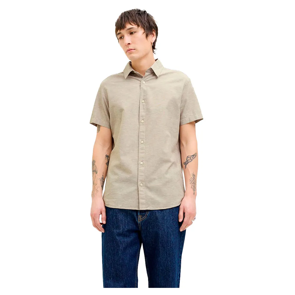 

Рубашка с коротким рукавом Jack & Jones Breeze Linen Blend, бежевый