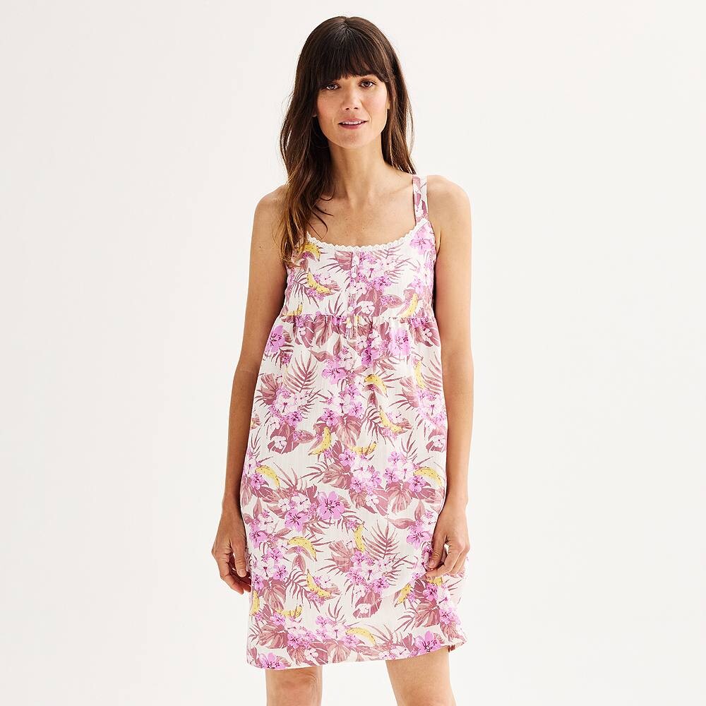 

Женская ночная рубашка Sonoma Goods For Life из поплина, цвет Ivory Nana Floral
