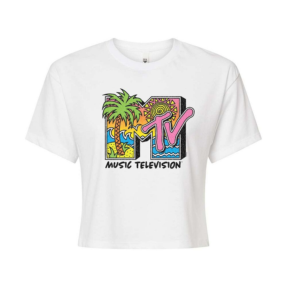 

Пляжная укороченная футболка MTV 80-х для юниоров Licensed Character, белый