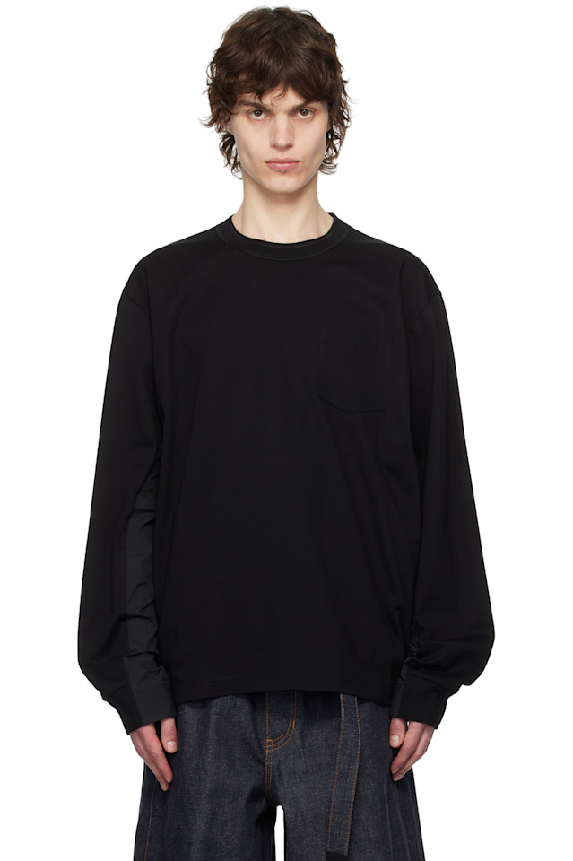 

Хлопковая футболка с длинным рукавом Sacai, черный
