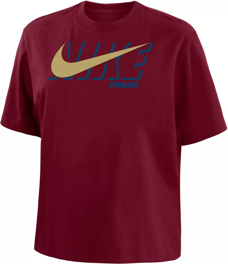 

Красная женская футболка Nike North Carolina Courage 2023 с галочкой