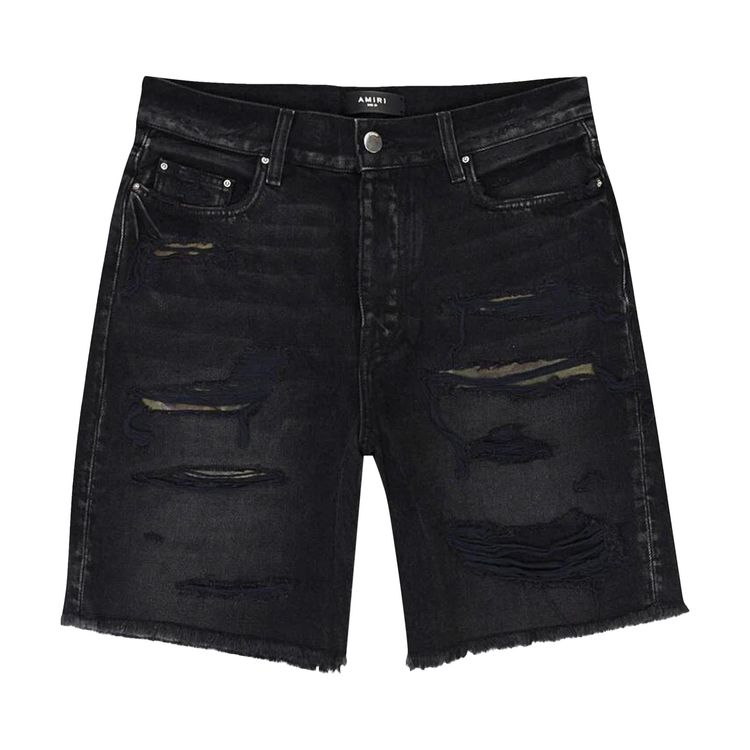 

Шорты Amiri Camo Patch Short Denim Shorts Aged Black, черный