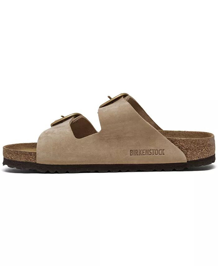 Женские сандалии Arizona из промасленной кожи с большой пряжкой от Finish Line Birkenstock, коричневый/бежевый — фото 3