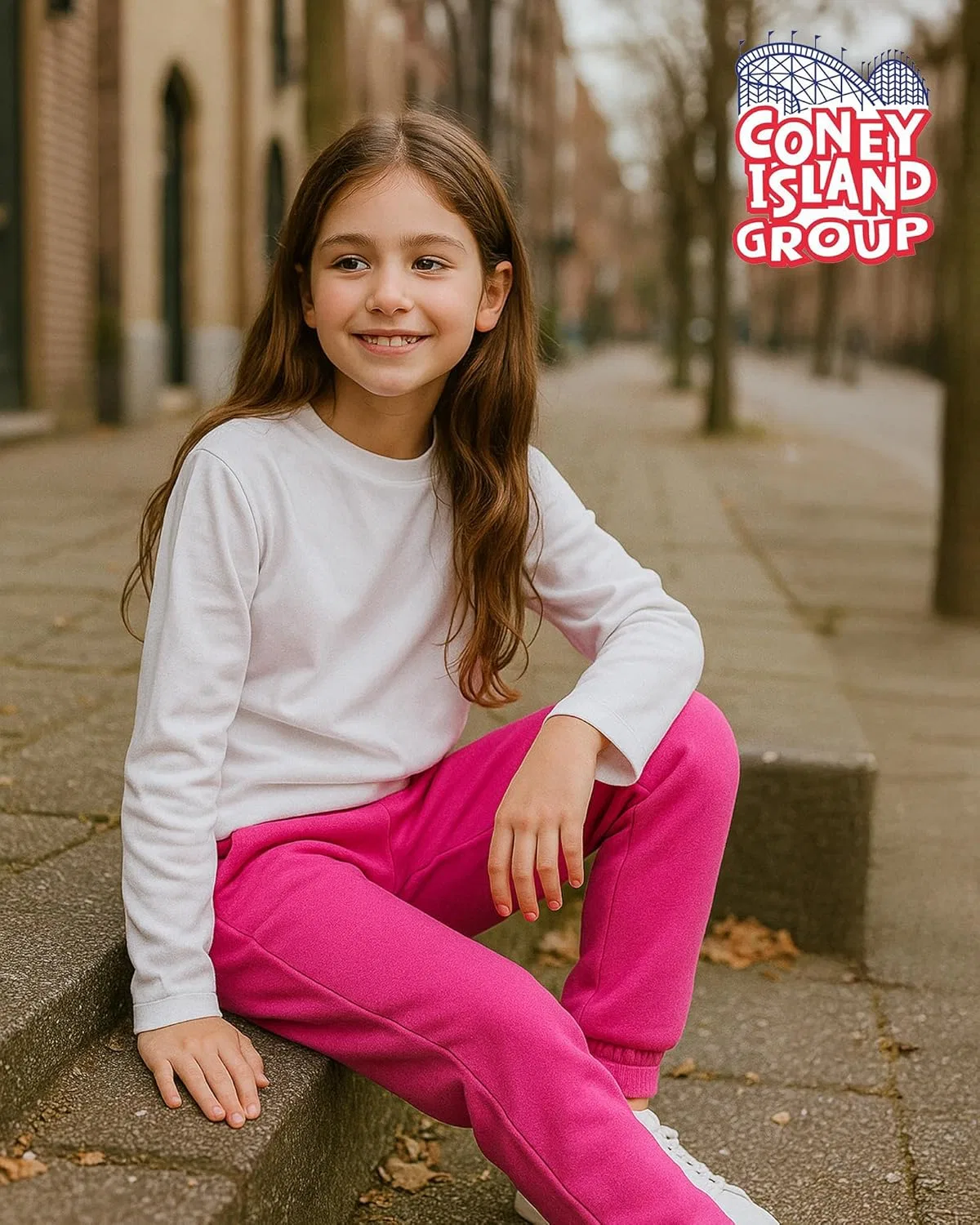 Спортивные штаны для девочек Coney Island - комплект из 3 пар, мягкие флисовые, с карманами (размеры: 5-16), Heather Grey/Fuchsia/Black — фото 2