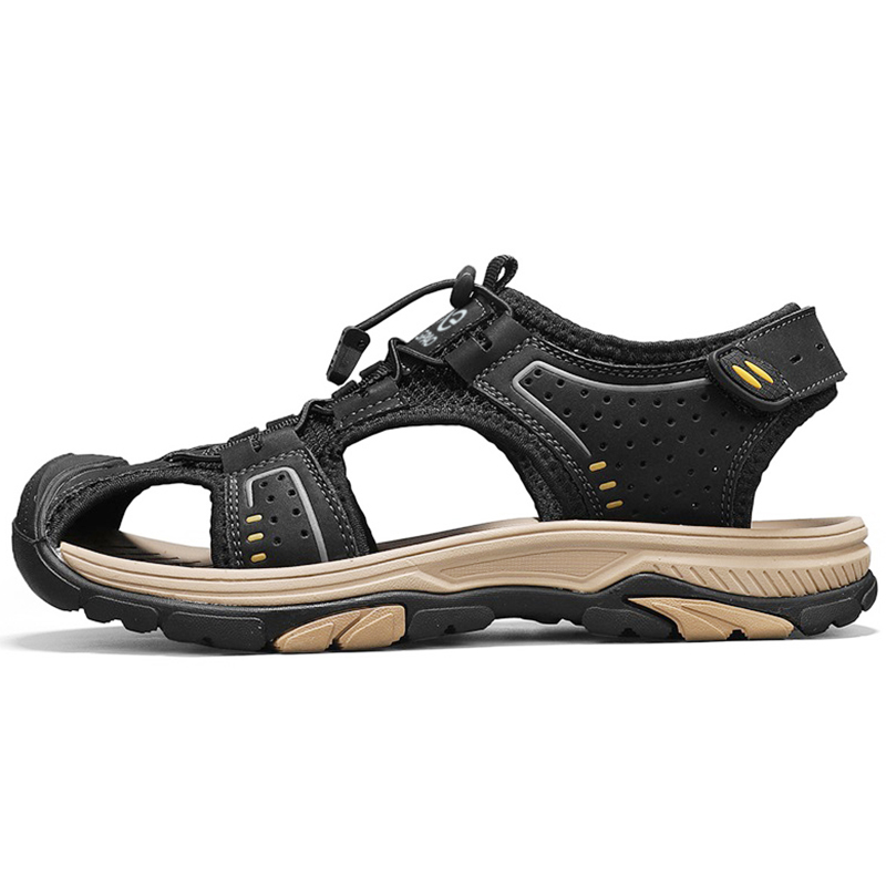 

LINGPAO Износостойкие дышащие противоскользящие треккинговые ботинки для речных походов мужские черные, цвет Black