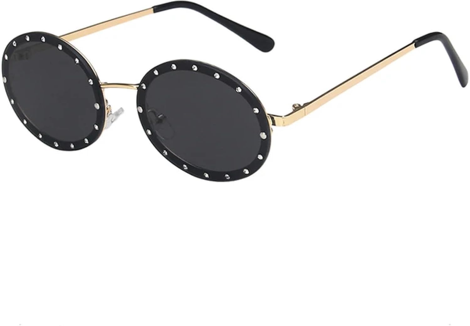 

Роскошные овальные солнцезащитные очки в металлической оправе с бриллиантовой отделкой, модные очки для мужчин и женщин, для активного отдыха, защита от УФ-излучения UV400, винтажные очки для женщин TKKTLLT, Gold Gray