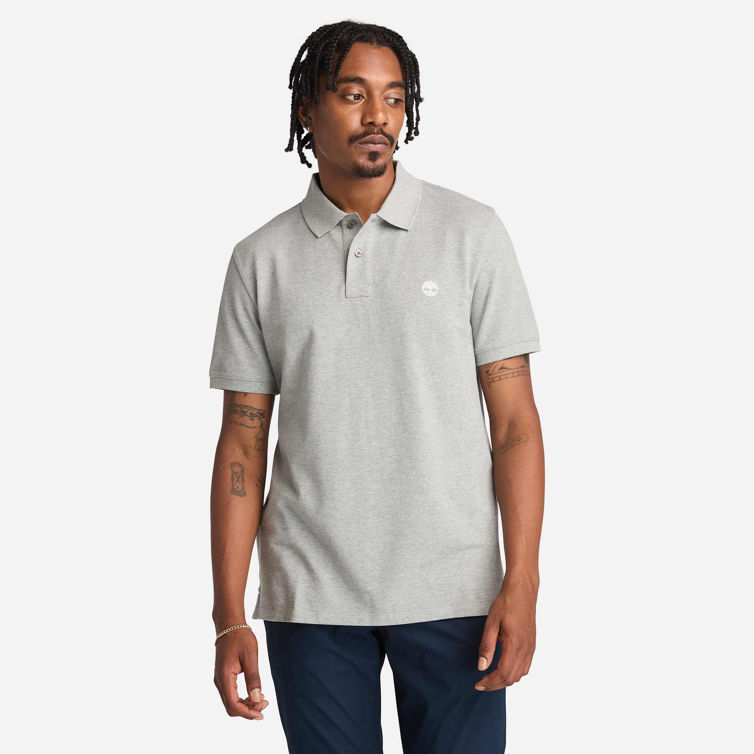 

Мужская футболка-поло с короткими рукавами Oyster River Chest Logo Timberland, цвет medium grey heather/white