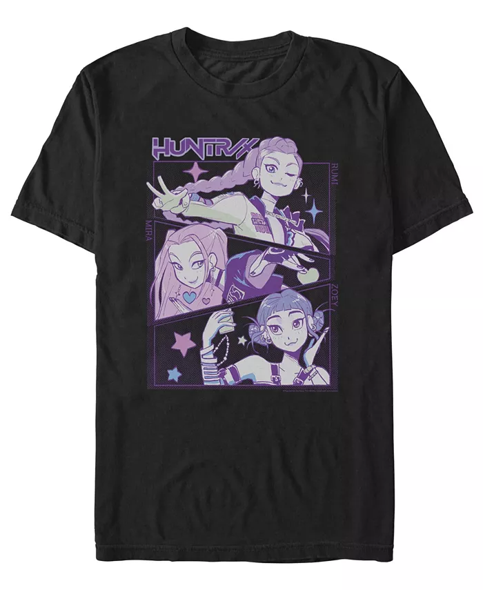 

Мужская футболка Huntrix Group Panels с принтом K-Pop Demon Hunters Fifth Sun, черный