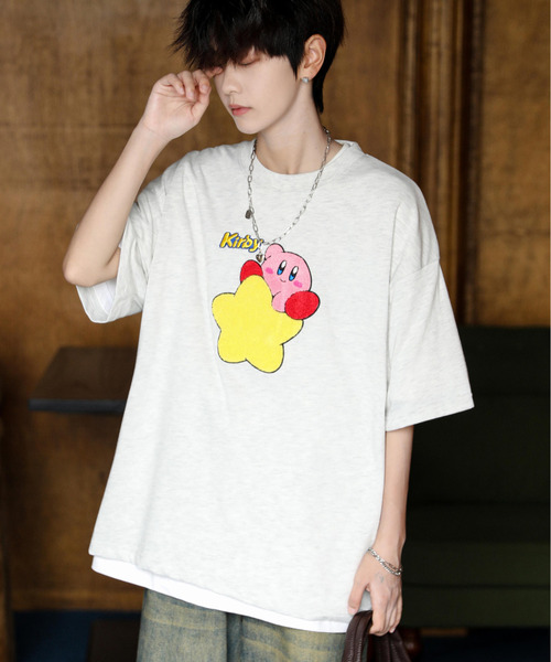 

Neos Футболка свободного кроя с вышитым логотипом Kirby Sagara, с рукавами до локтя, кремовая