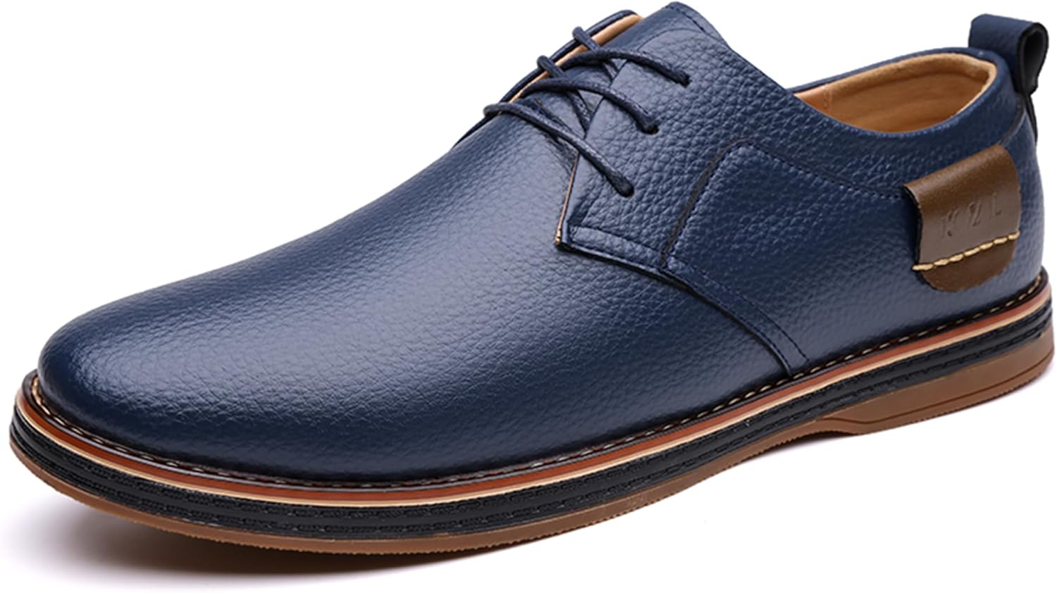 

Мужские повседневные лоферы Veslexth, дышащие, удобные, с крыльями, на шнуровке, роскошная кожаная обувь для мужчин для работы, офиса, прогулок и улицы, синий