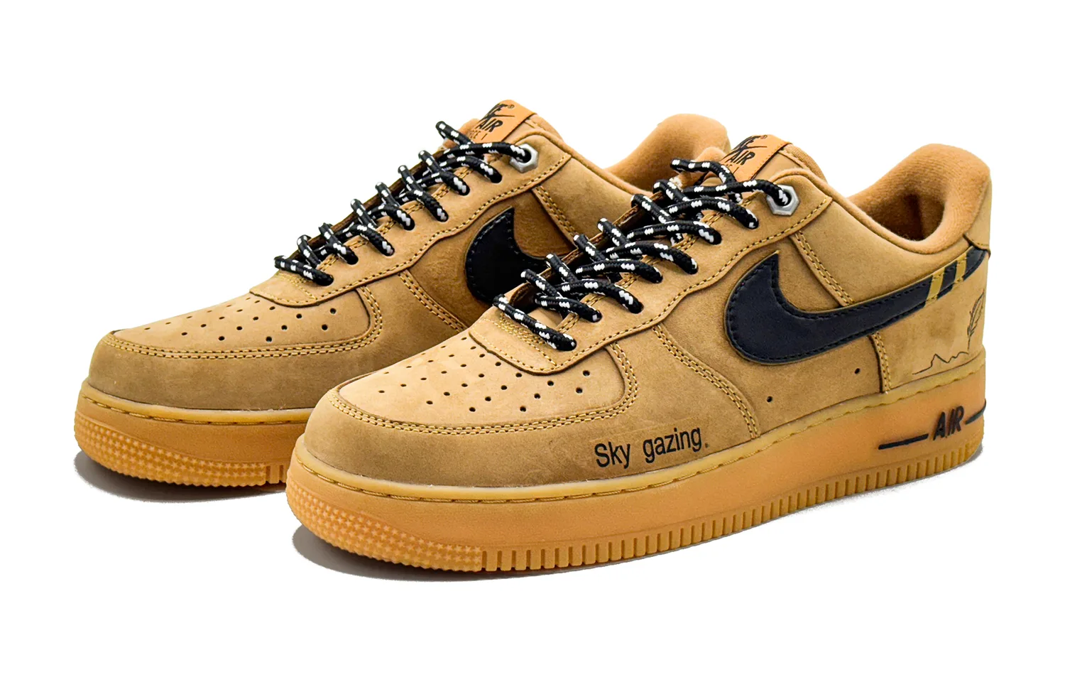 Nike Air Force 1 Thermal Height Increasing Abrasion Resistant Low top Skateboard Shoes Unisex Coffee Yellow — фото 4