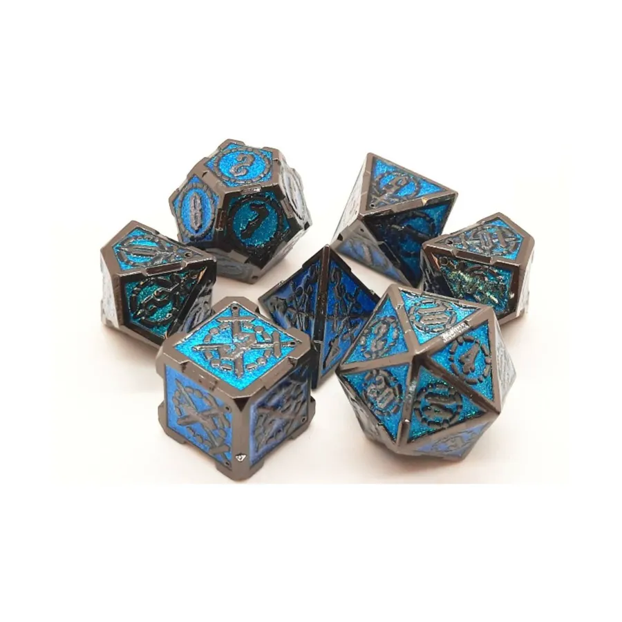 

Набор Poly — бирюзовый с черным (7), Metal Dice - Knights of the Round Table