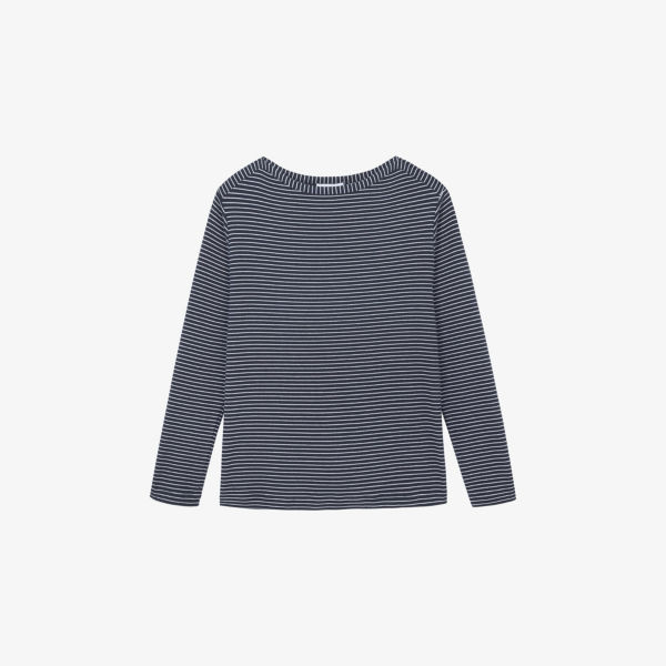 

Футболка The White Company с V-образным вырезом, темно-синий / белый