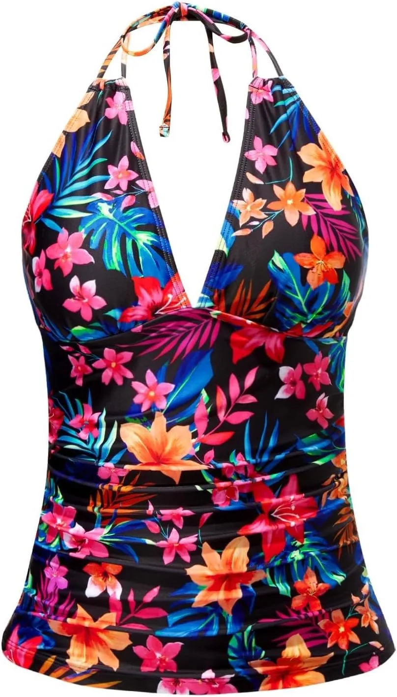 

Женский топ-танкини с V-образным вырезом и эффектом пуш-ап