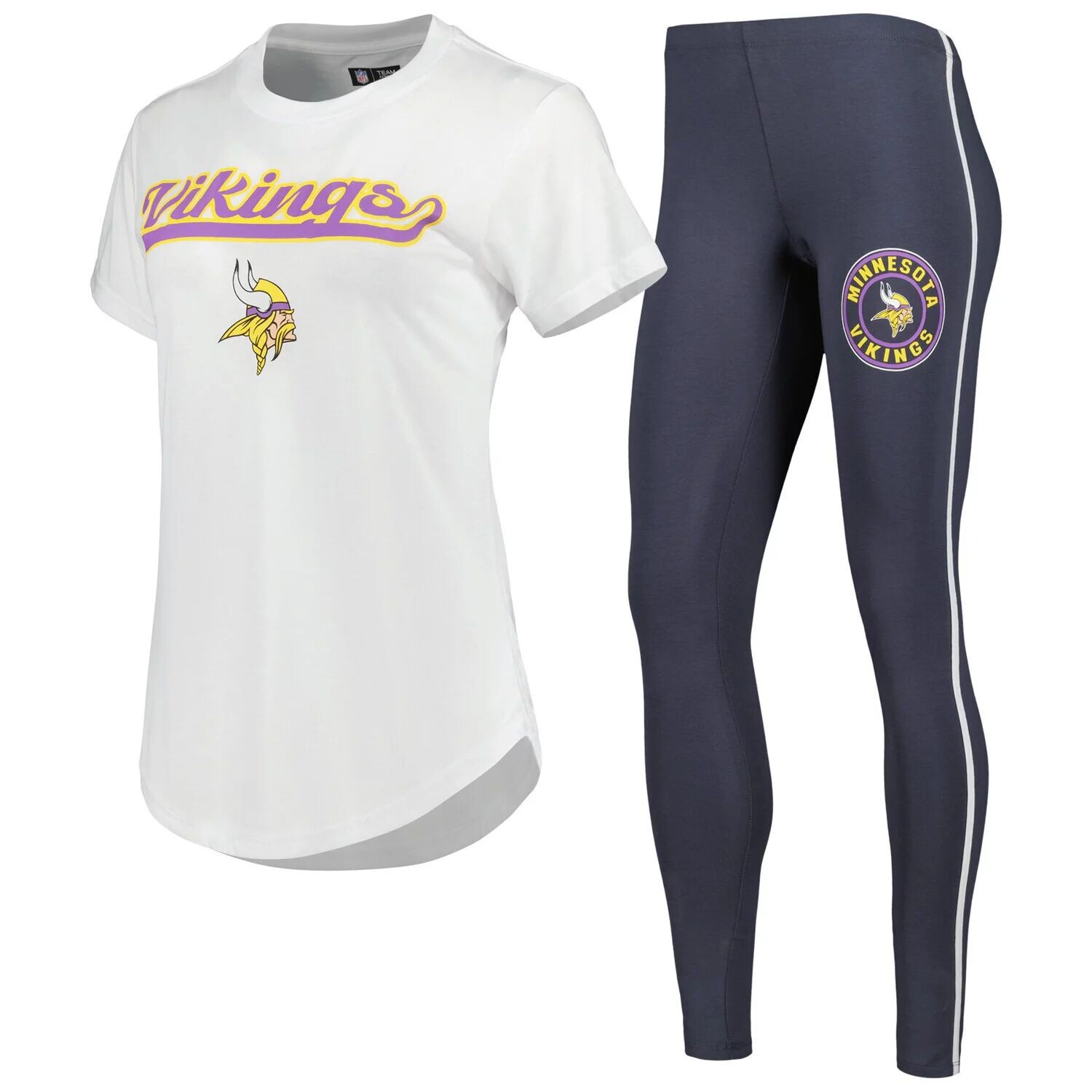 

Женская футболка Concepts Sport белая/темно-угольная футболка Minnesota Vikings Sonata и леггинсы для сна, Белый, Женская футболка Concepts Sport белая/темно-угольная футболка Minnesota Vikings Sonata и леггинсы для сна