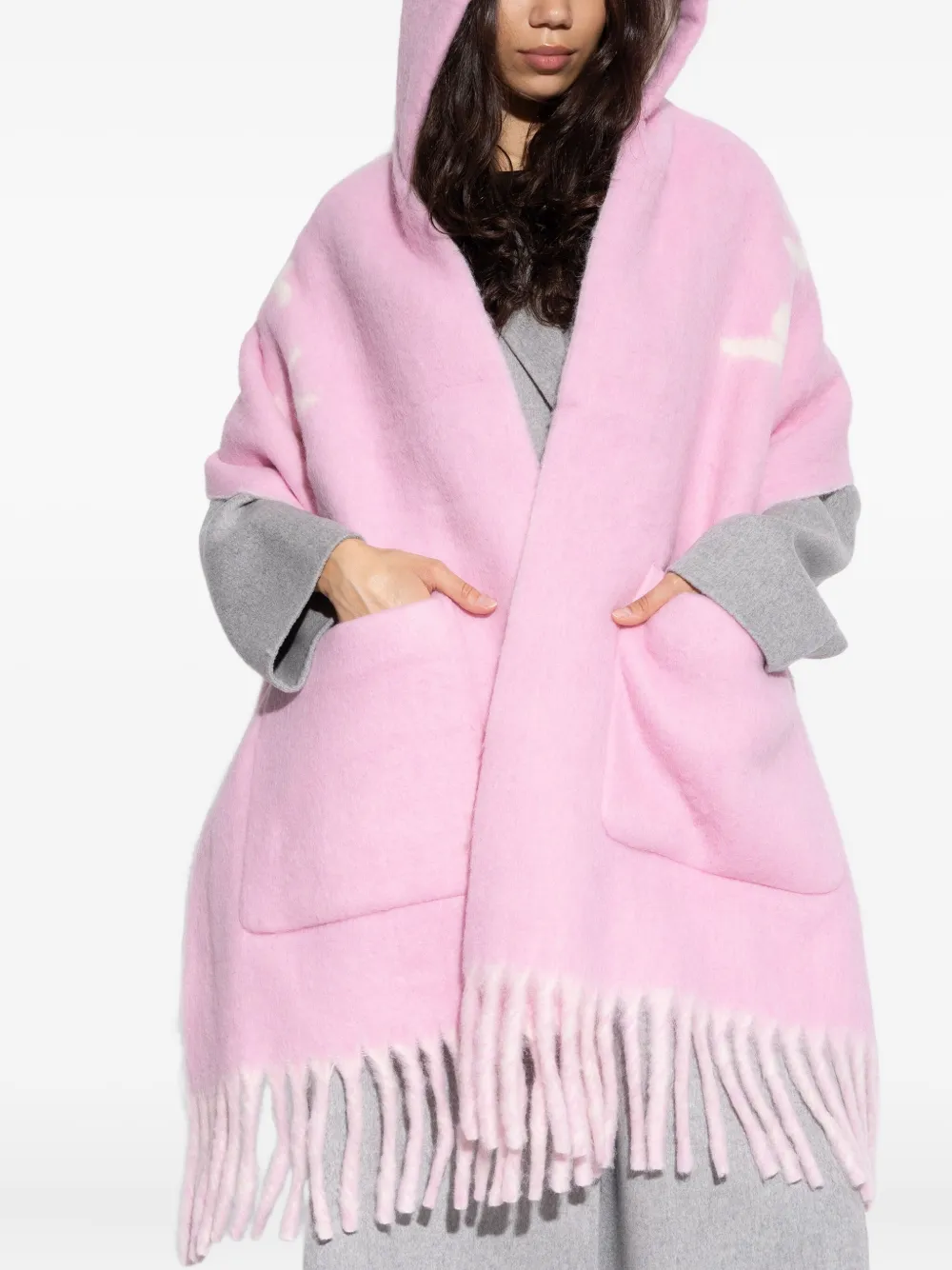 

Шарф с бахромой и карманом Burberry, розовый