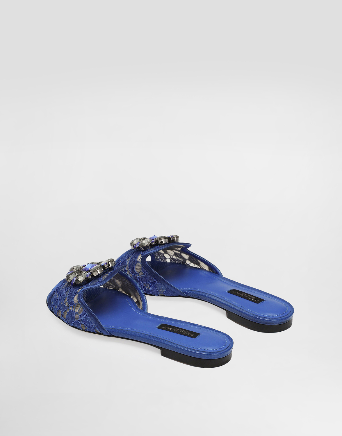 Тапочки из кружева с кристаллами Dolce & Gabbana, синий — фото 3