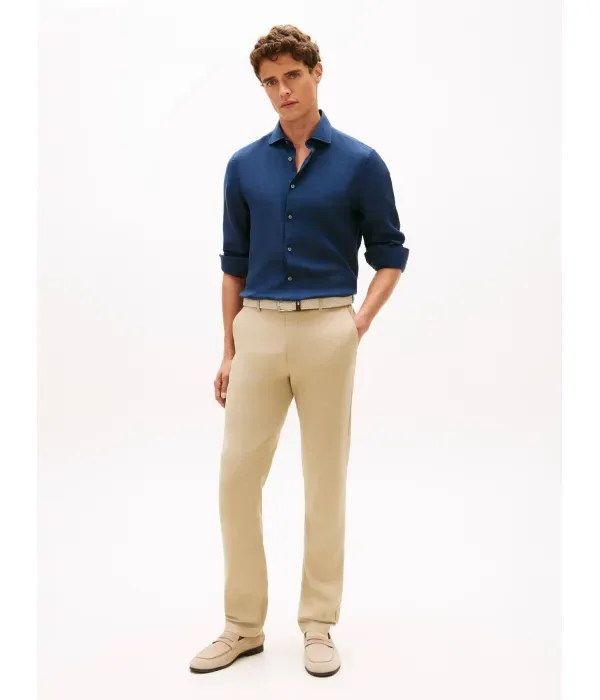 Льняная рубашка slim fit Tommy Hilfiger, темно-синий — фото 2