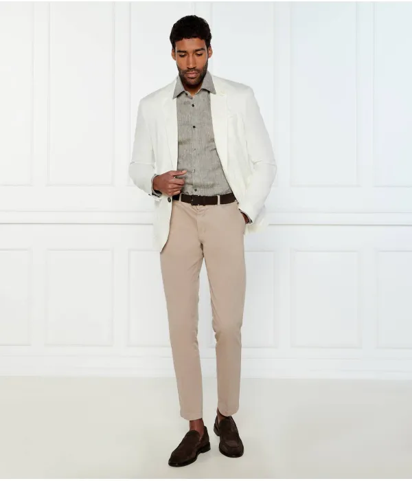 Льняная рубашка h-hank-kent-c1-214 Slim fit Boss, серый — фото 2