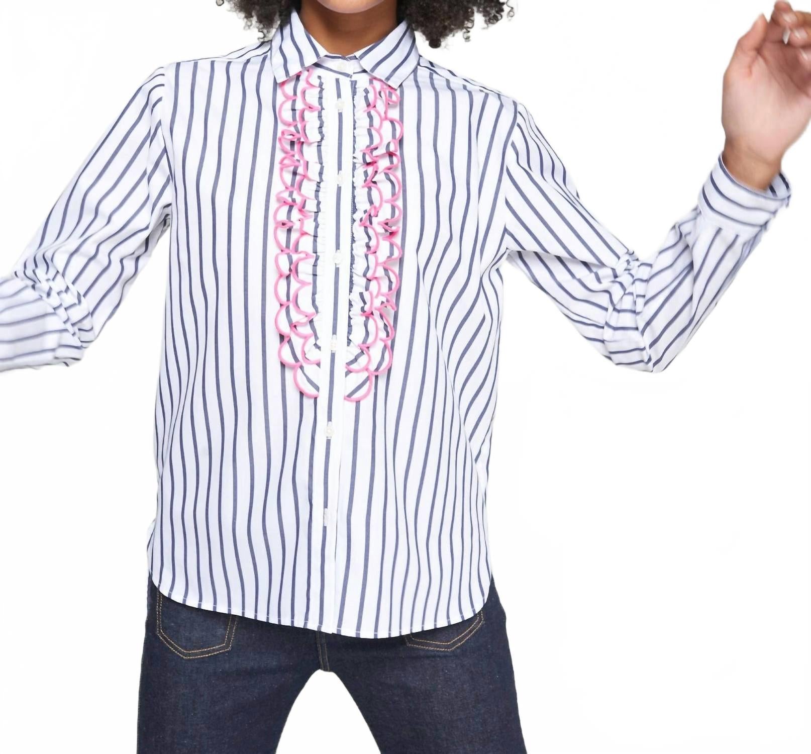 

Vilagallo Женская вышитая блузка Lionetta синего цвета