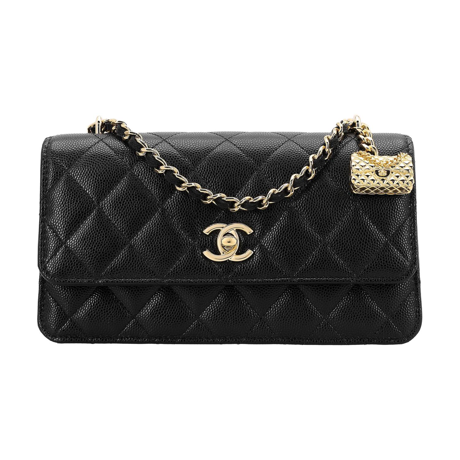 

CHANEL Кожаный клатч с цепочкой и кошельком