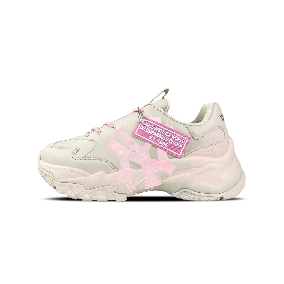 

MLB Кроссовки Big Ball Chunky с амортизацией, устойчивые к истиранию и скольжению, низкие, массивные, унисекс, бежево-розовые