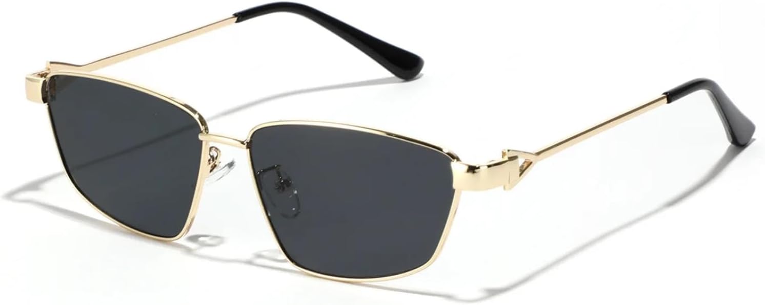 

Металлические солнцезащитные очки для женщин и мужчин, роскошные солнцезащитные очки «кошачий глаз», модные ретро-очки, маленькие солнцезащитные очки TKKTLLT, Gold Black