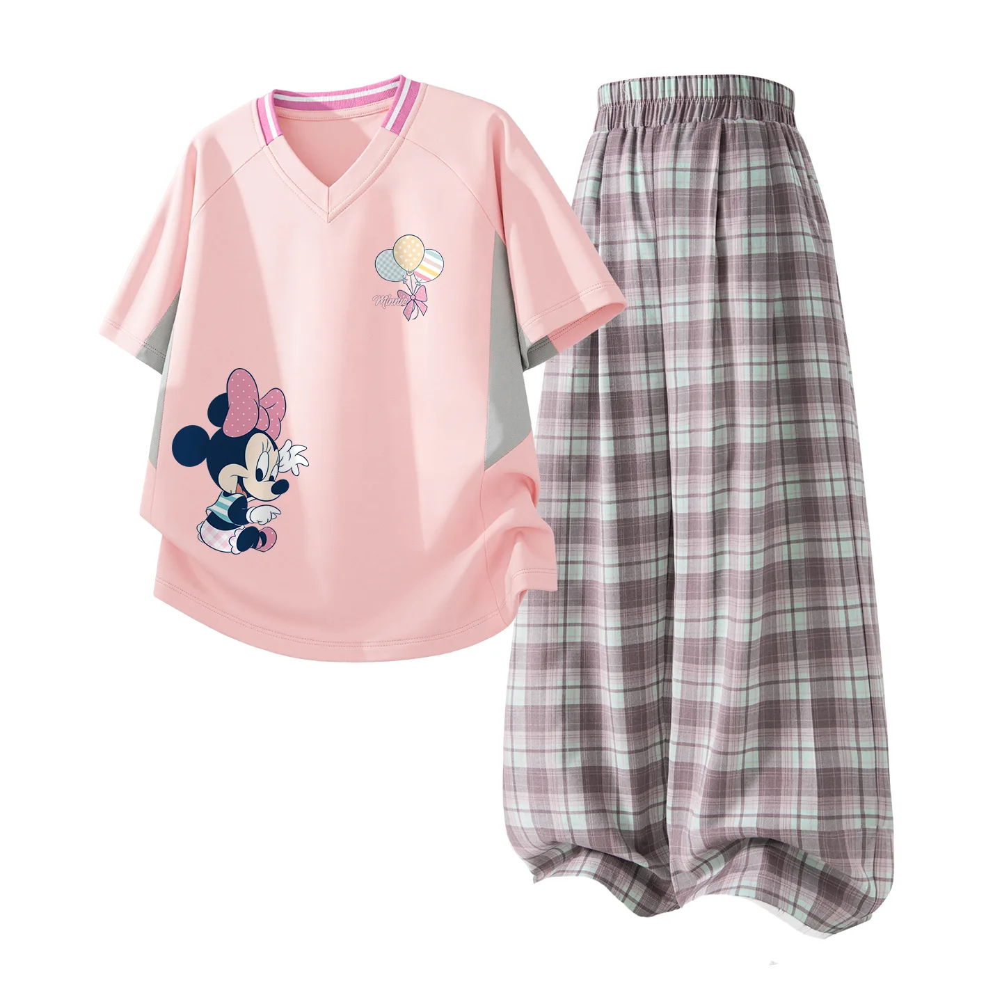 Детская спортивная одежда с V-образным вырезом Disney, Dile Play Pink+Solid Pink