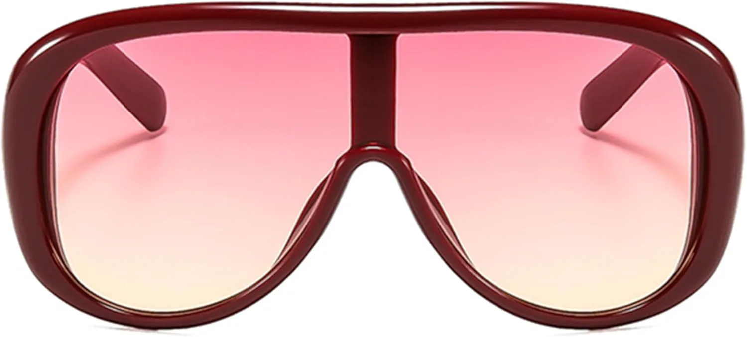 

Женские солнцезащитные очки-пилот большого размера в оправе-щитке, круглые, для пляжа и отдыха на природе, с защитой от УФ-излучения UV400 bullabulling, Red