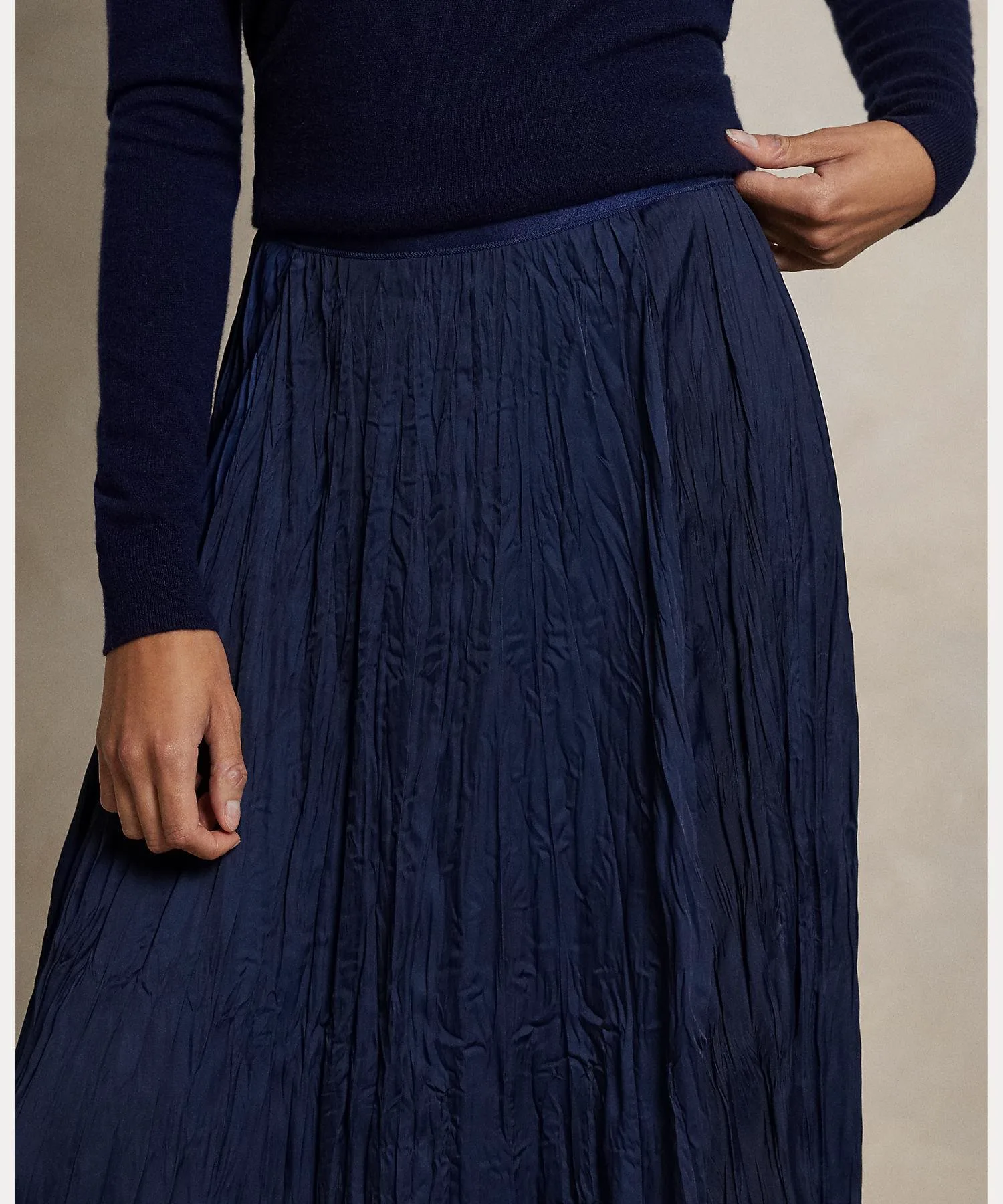Юбка А-силуэта из жатого атласа Polo Ralph Lauren, 410 Navy — фото 4