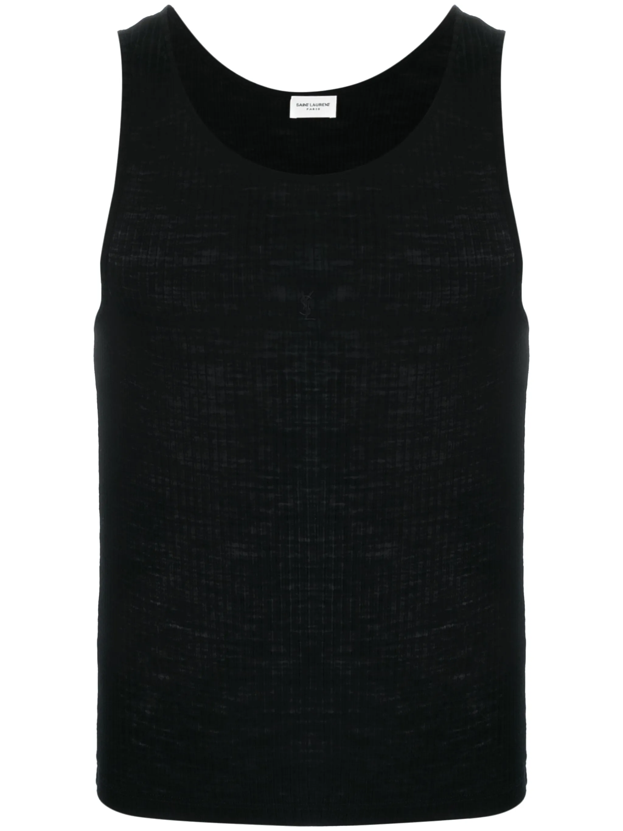 

Топ в рубчик с вышитым логотипом Saint Laurent, черный