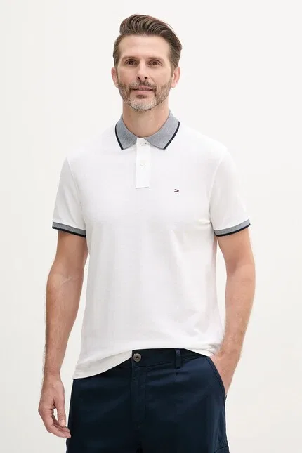 Поло с добавлением льна мужское Tommy Hilfiger, белый