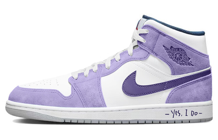 

Кроссовки Air Jordan 1 Vintage Basketball Shoes Men Mid-top White/purple, фиолетовый