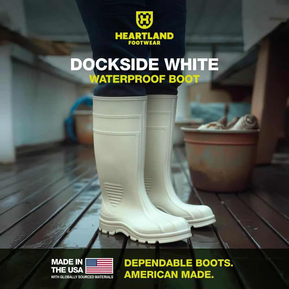 Водонепроницаемые рабочие ботинки Heartland Dockside для мужчин и женщин - прочные, гибкие ПВХ ботинки для работы на воде с легким надеванием/снятием и нескользящей подошвой Heartland Footwear, белый — фото 2