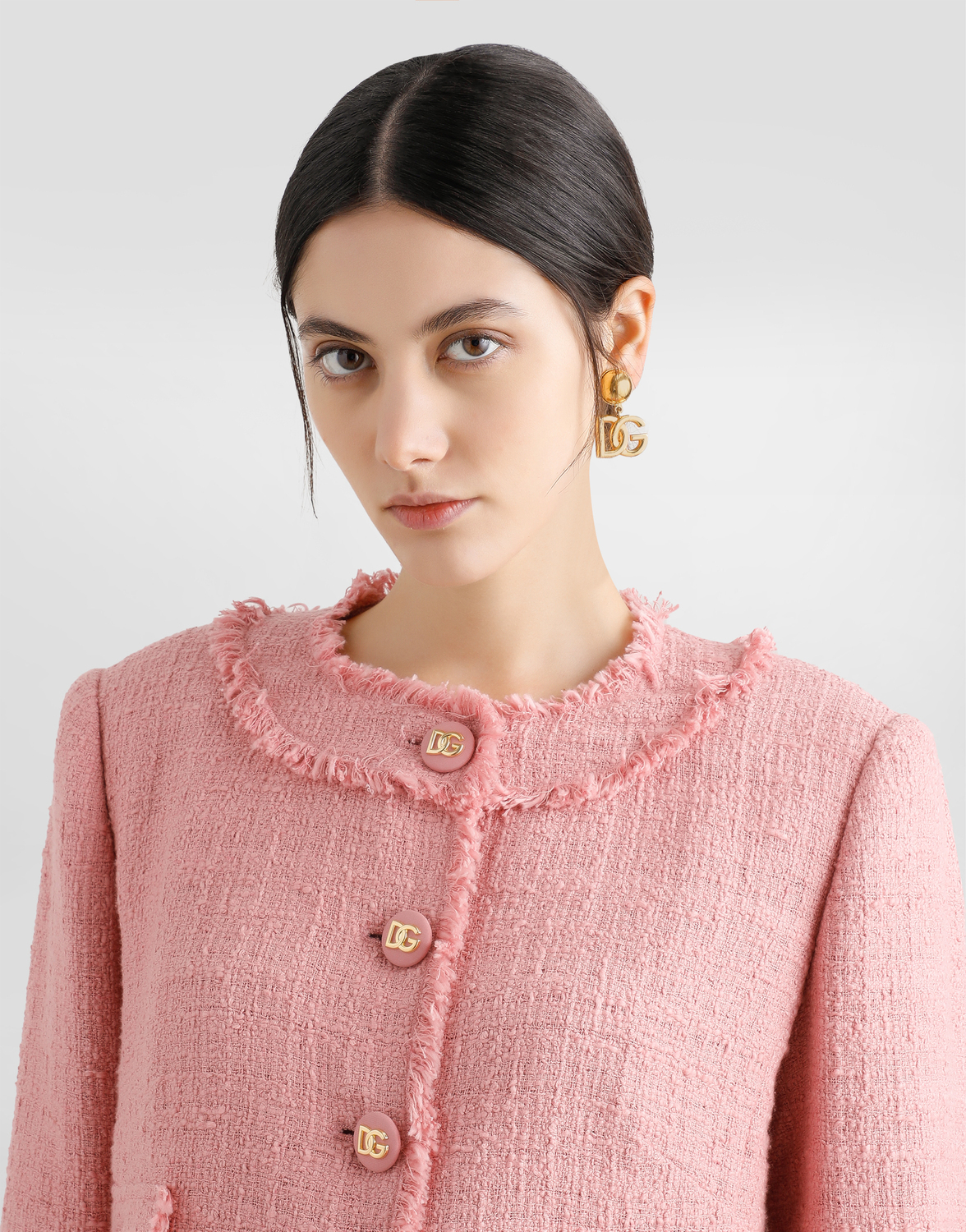 Короткий жакет из рашель-твееда Dolce & Gabbana, розовый — фото 4