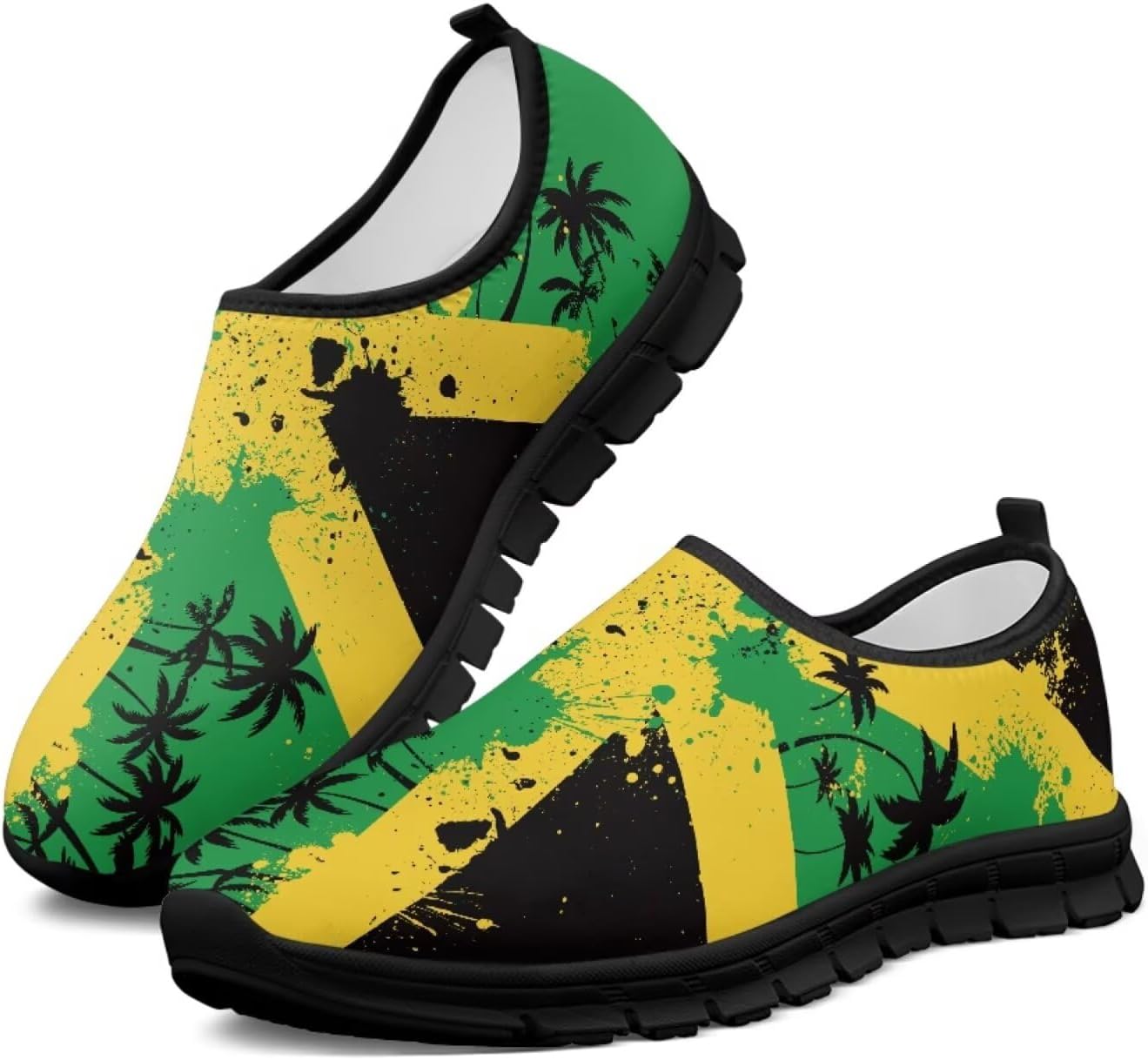 

Мужские слипоны Howilath с принтом флага, повседневные кроссовки для прогулок, обувь без шнурков с подошвой из ЭВА, Jamaican Flag Palm Tree