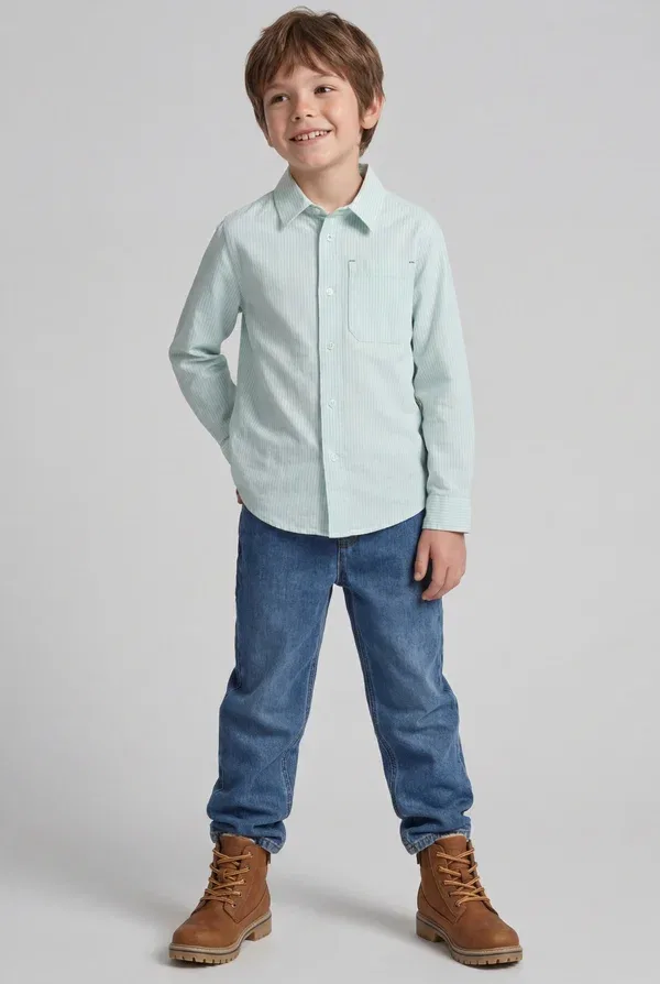 Блуза и рубашка dobby hemd mit streifen shirt Tom Tailor, светло-голубой с белой полоской