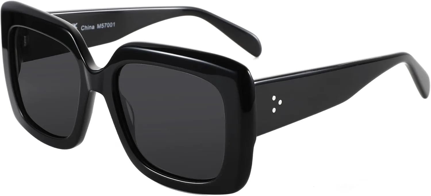 

Женские поляризованные солнцезащитные очки ZENOTTIC: модные классические солнцезащитные очки с защитой UV400, ретро-стиль, большая квадратная оправа, Black