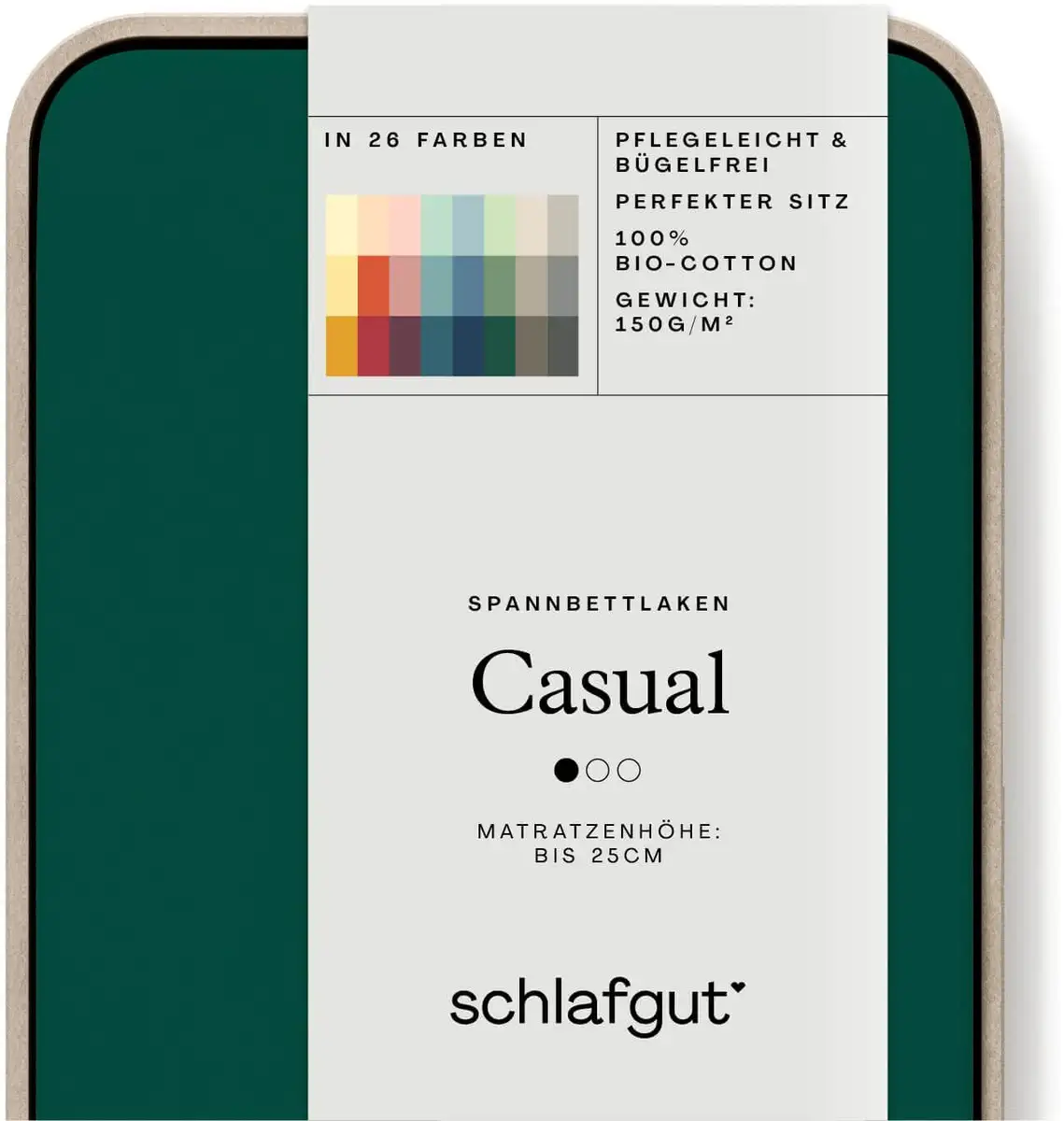 

Простыня Schlafgut CASUAL хлопковая 180-200х200 см, цвет green deep