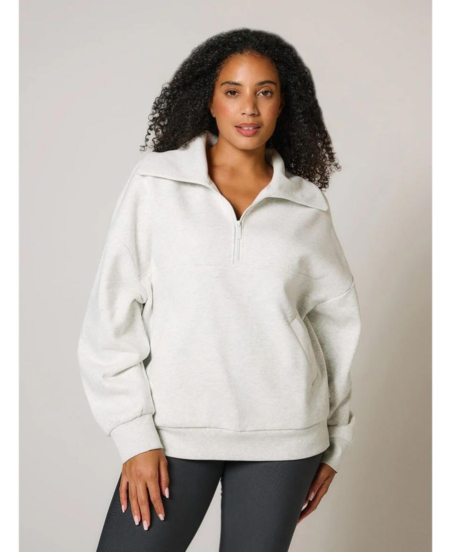 

Женская толстовка ALL SZN оверсайз с застежкой-молнией на четверть длины LOVALL, Light grey marl