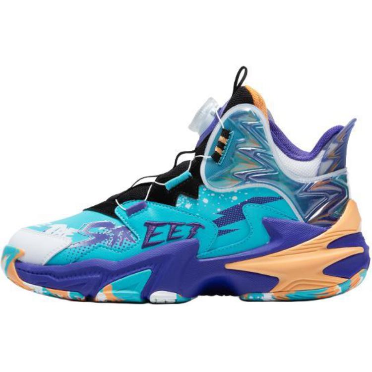 

QIAODAN Амортизирующие, износостойкие мид-топ детские баскетбольные кроссовки blue orange