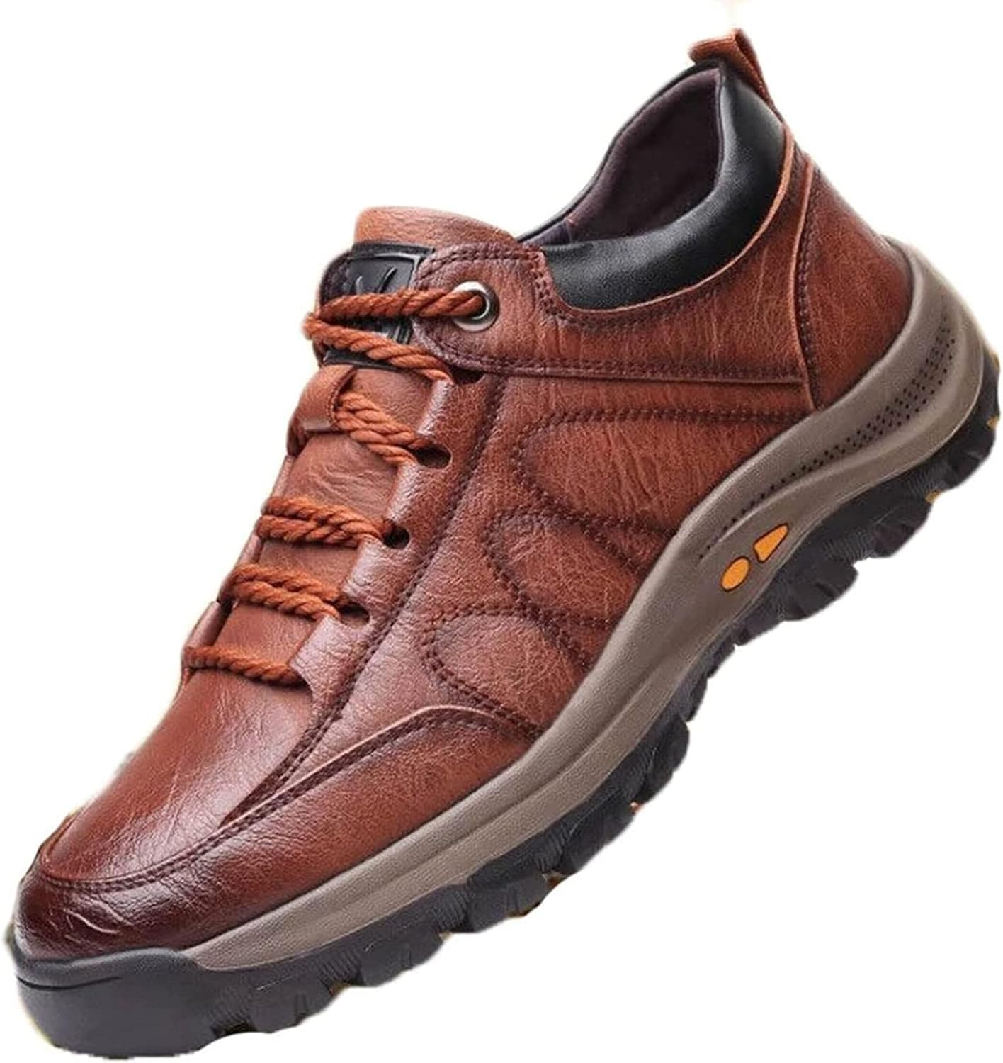 

Мужские осенне-зимние ботинки Yiozoi, короткие кожаные ботинки с круглым носком, удобные высокие ботинки на шнуровке для повседневной носки, коричневый