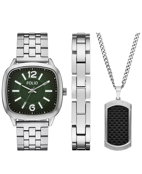 

Мужские кварцевые часы с тремя стрелками из серебряного сплава, 41 мм Folio, sliver