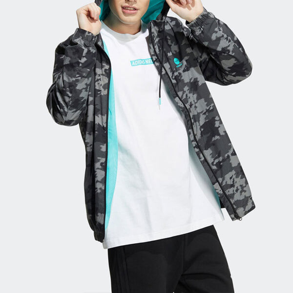 Куртка Men's adidas neo Camouflage Alphabet Stripe Woven Athleisure Casual Sports Hooded Jacket Black, мультиколор — фото 2