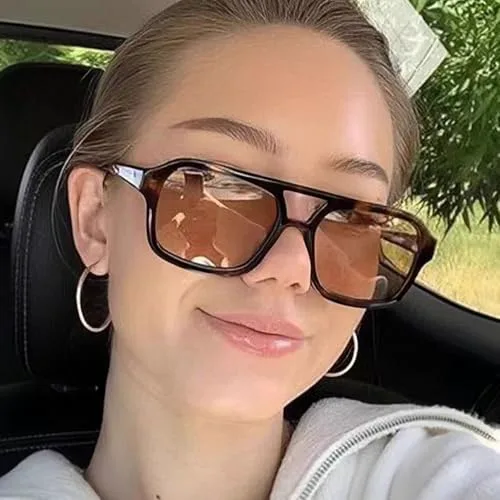 

Солнцезащитные очки в стиле ретро для женщин и мужчин, весна-лето, защита от УФ-излучения, модные винтажные прямоугольные очки с двойной перемычкой MTZJH, A5