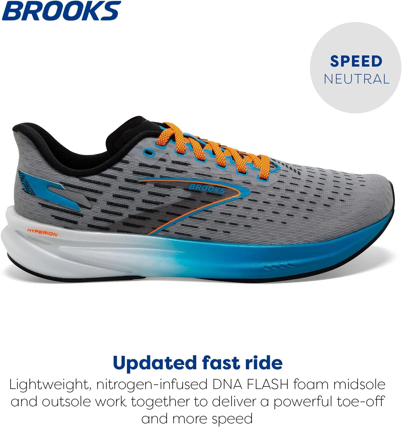 Мужские кроссовки Brooks Hyperion, Grey Atomic Blue Scarlet — фото 2