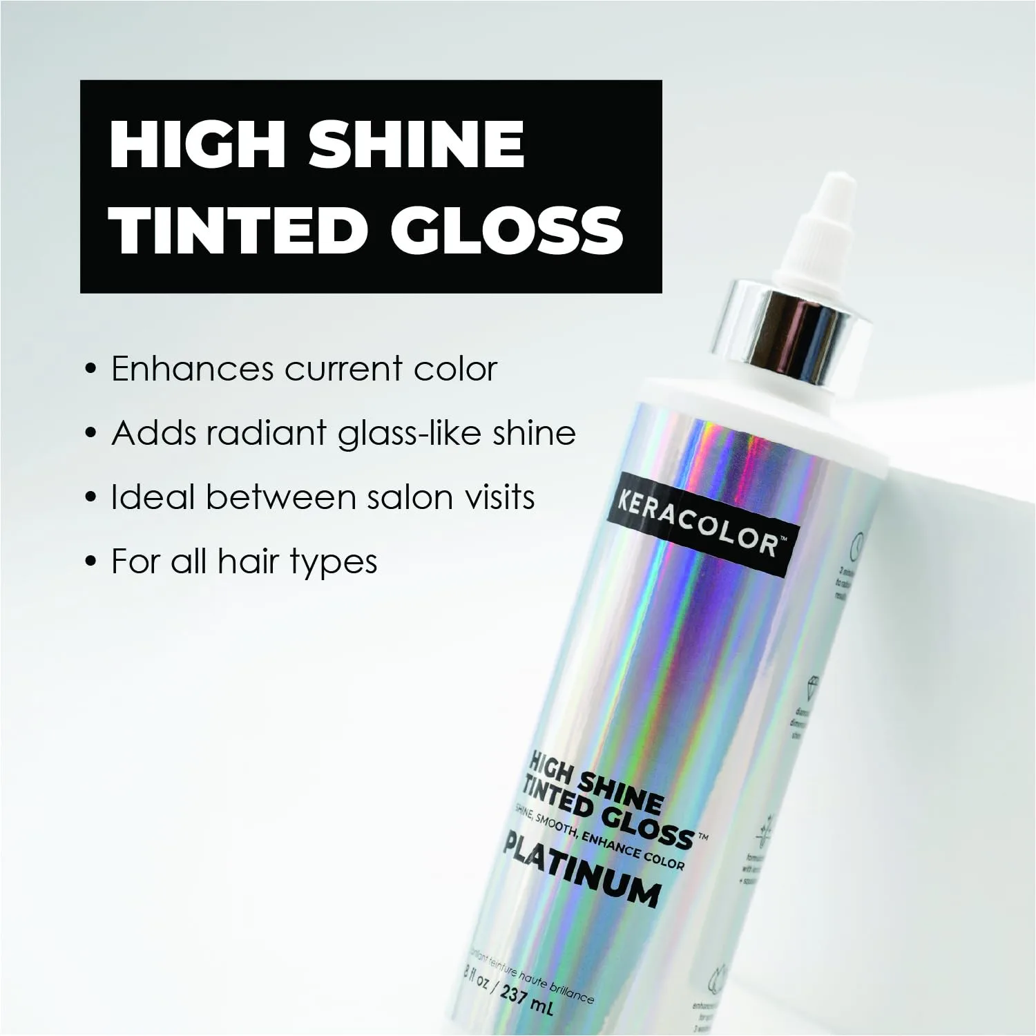 Keracolor High Shine Tinted Hair Gloss, In-Shower Hair Glaze, Sheer Color-Enhancing Glossing Treatment, Platinum, 8 Fl Oz, Platinum — фото 2