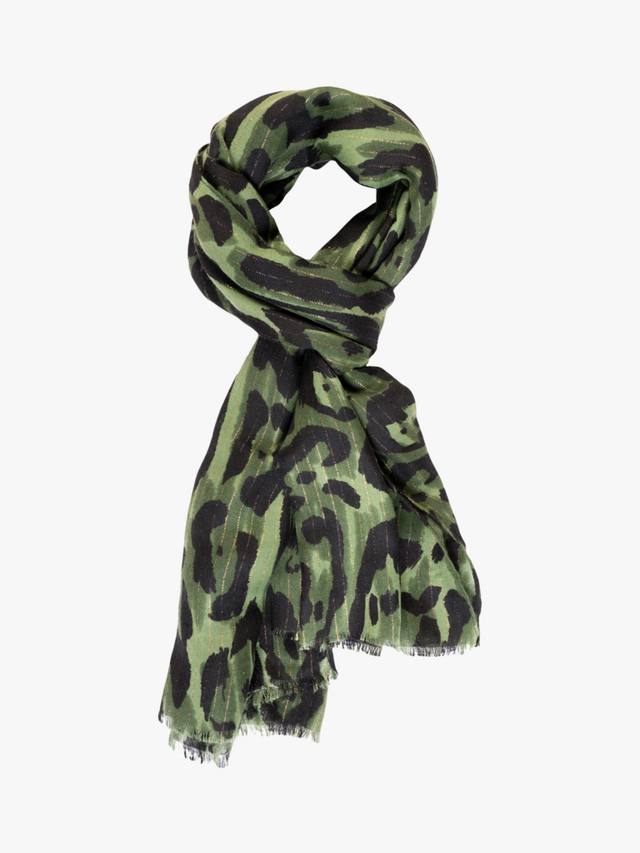 

Шарф с леопардовым принтом chesca, Emerald/Black