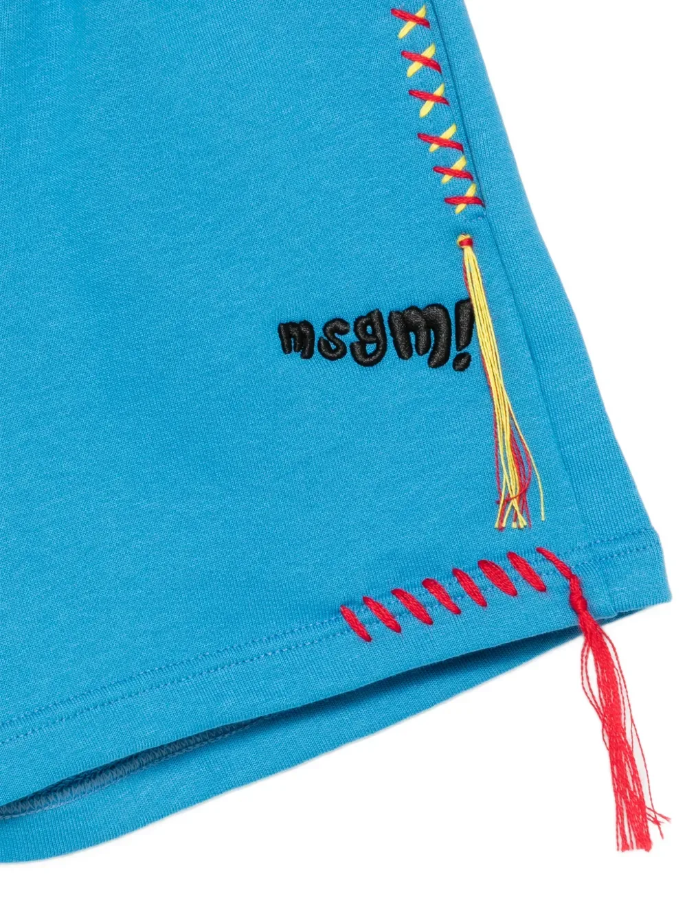 Шорты на кулиске с вышитым логотипом MSGM Kids, синий — фото 3