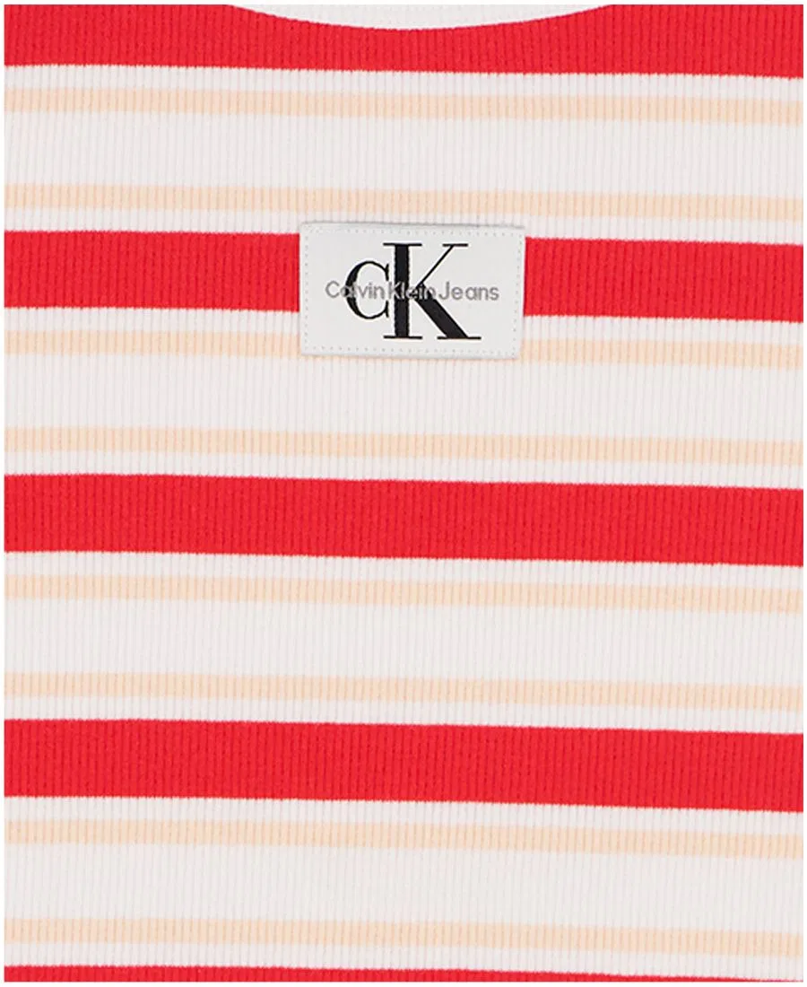 Полосатая футболка с круглым вырезом для девочек 7-16 лет Calvin Klein, красный — фото 4